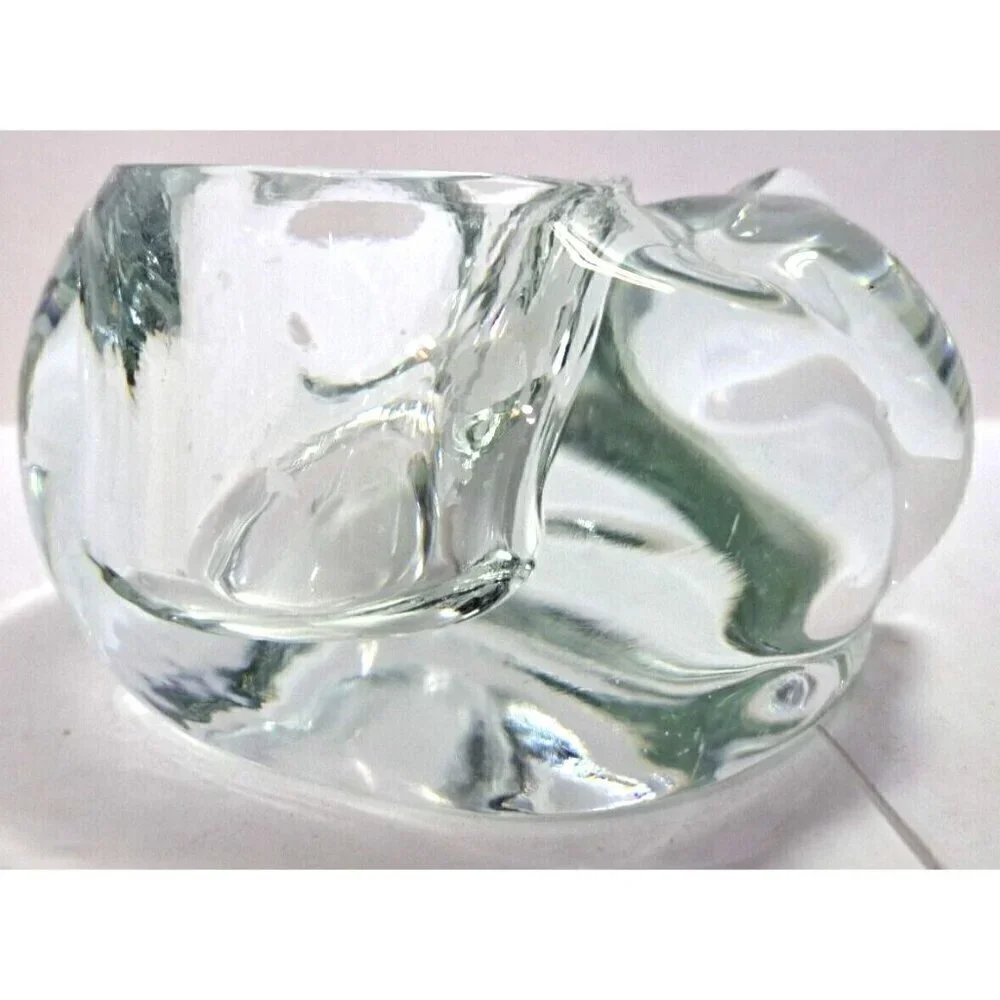 Vintage Indiana Glass Sleeping Cat Votive Tea-light Candle Holder